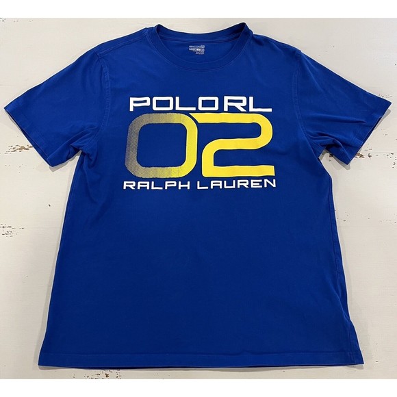Polo Ralph Lauren Boys Large RL T-Shirt  02 Cobalt Blue Tee Number POLORL - Picture 1 of 8